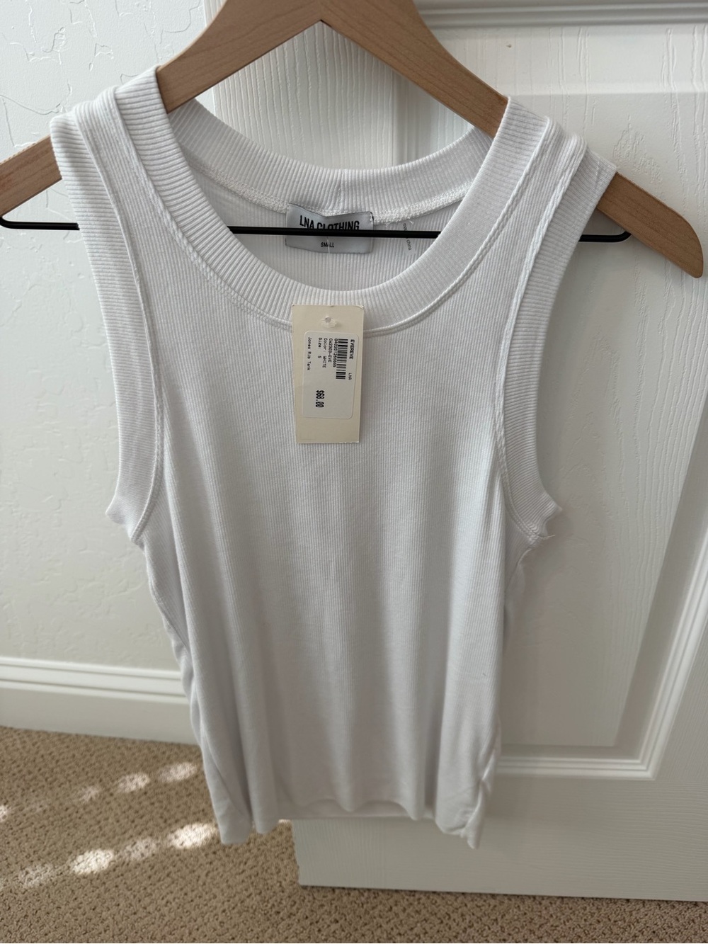 LNA Jones Tank by Evereve Ribbed White Tank Top - Sleeveless Knit Top Small